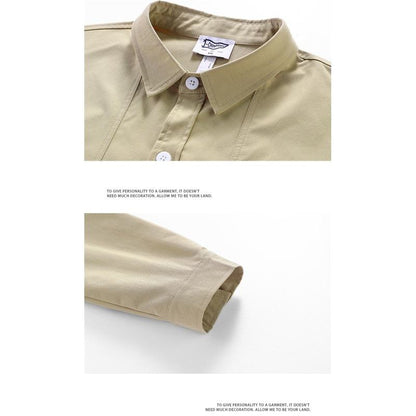 高品質で厚手のワークウェアプレミアムの無地長袖シャツ