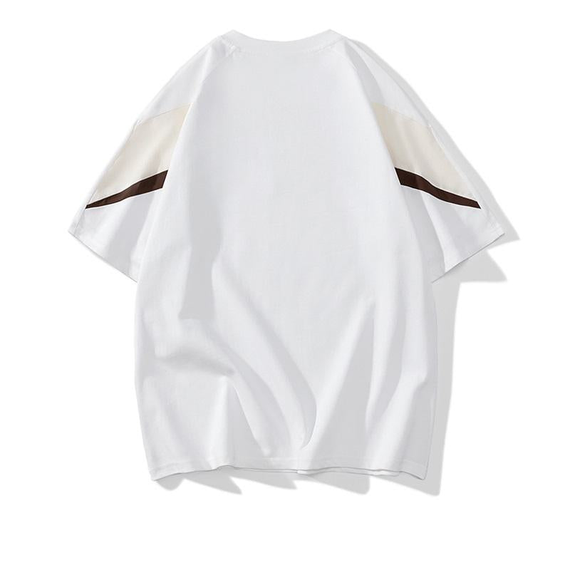 T-shirt à manches courtes en coton pur, décontracté et ample, avec col rond tendance.