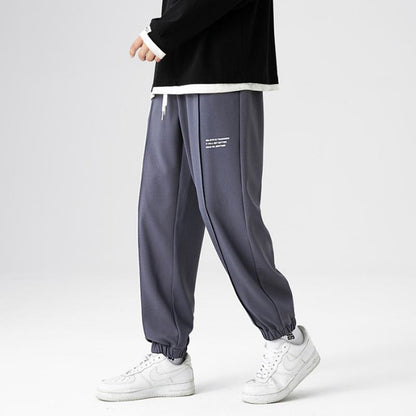 Sports Loose Fit Knitted Tapered Casual Drawstring Pants