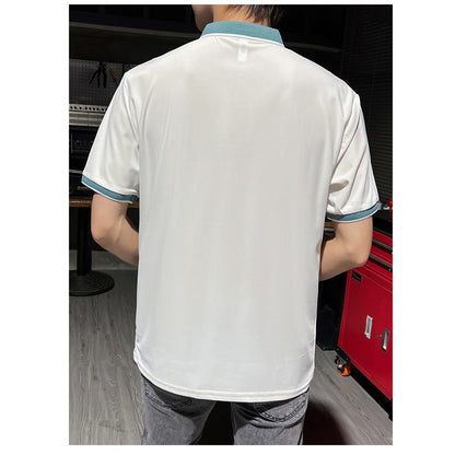Pocket Color Blocking Lapel Short Sleeve Polo Shirt