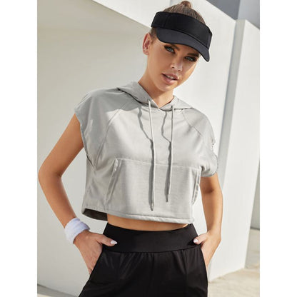 Fitness Sports Style Pocket Running Hooded Sports Tee