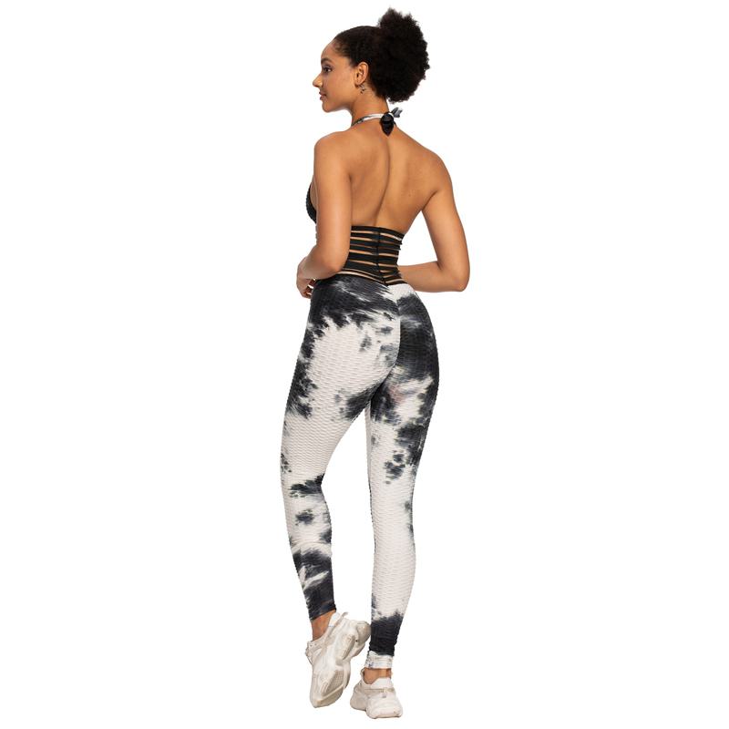 Yoga Elastic Lining Fabric Jacquard Thickened Sports Fitness Tie-Dye Bubble Sports Leggings