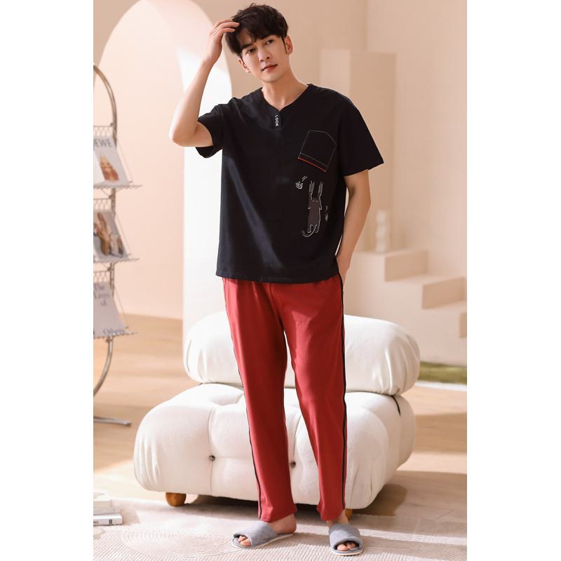 Short Sleeves Tightly Woven Pure Cotton V-Neck Lounge Set