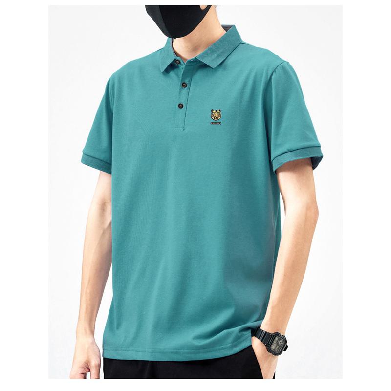 Business Lapel Trendy Premium Silky Luster Casual Silk Short Sleeve Polo Shirt