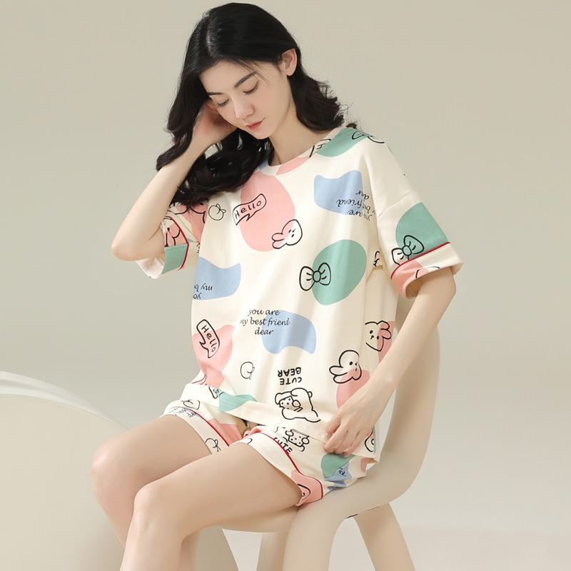 Bunny Round Neck Tightly Woven Pure Cotton Cartoon Lounge Set