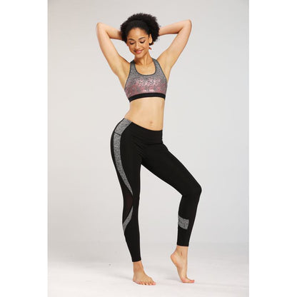 Yoga Tight-Fitting Elasticity Slim-Fit Sports Mid-Waist Fitness Patchwork Sports Leggings