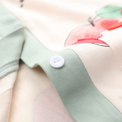 Appleのボタンフロントの緻密に織られた純綿のパジャマセット