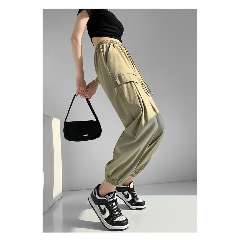 Pantalones de carga con cintura ajustable, transpirables, de secado rápido, tiro alto y estrechos en el tobillo