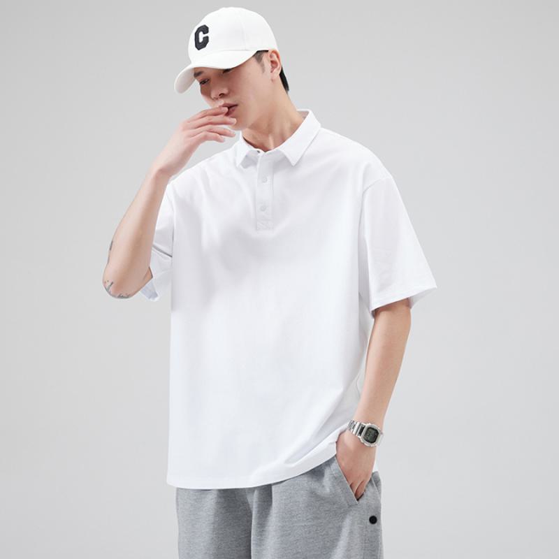 Simplicity Solid Lapel Pure Cotton Short Sleeve Polo Shirt