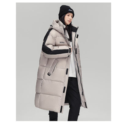 White Duck Down Loose Fit Knee-Length Down Coat