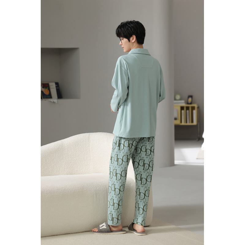 Conjunto de pijama de algodón puro con bolsillo de oso, botones delanteros de spandex y lycra.