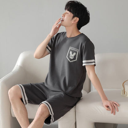 Bunny Tightly Woven Pure Cotton Short Sleeves Cartoon Lounge Set