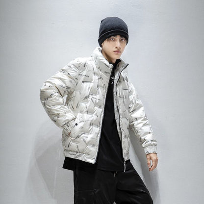 White Duck Down Warmth Printed Casual Down Jacket