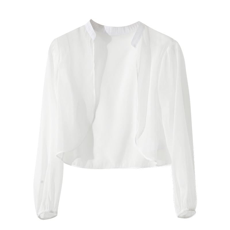 Chiffon-French-Style-Bandkragen-UV-Schutz-Transparente Jacke