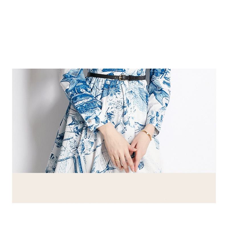 Midi Slim-Fit Print Petite Retro Stil A-Linie Kleid mit vollem Rock.