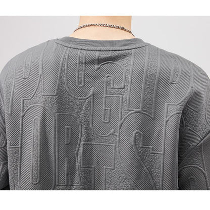 Pure Cotton Trendy Solid Color Round Neck Sweatshirt