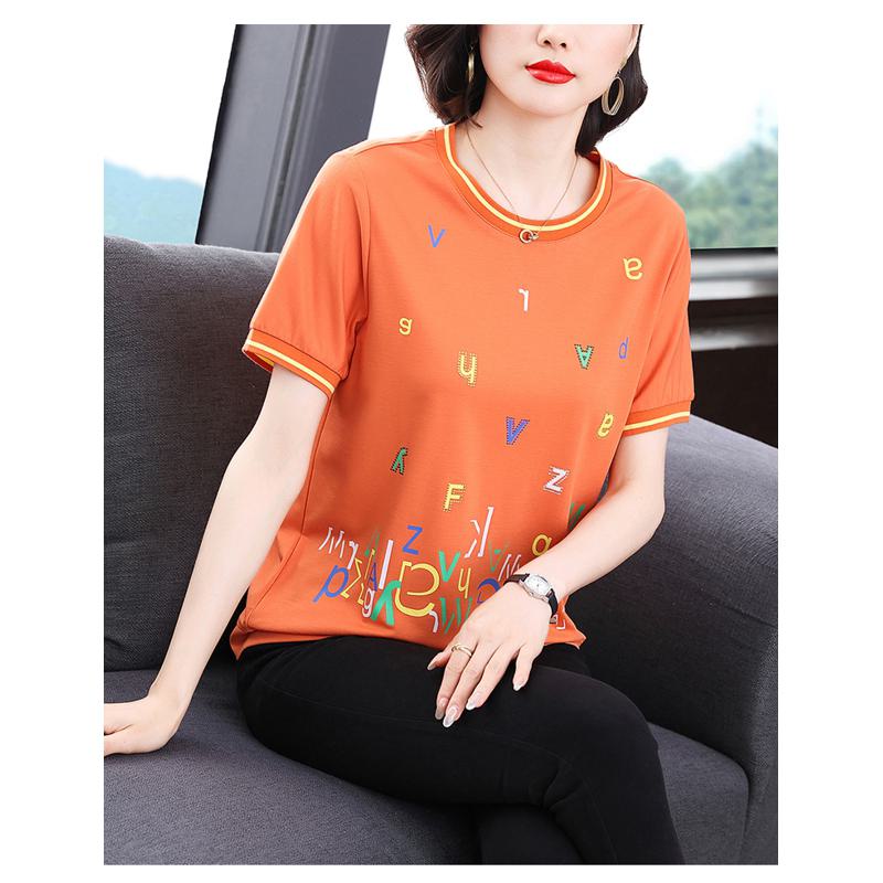 Simplicity Belly-Covering Round Neck Pure Cotton Short Sleeve Tee