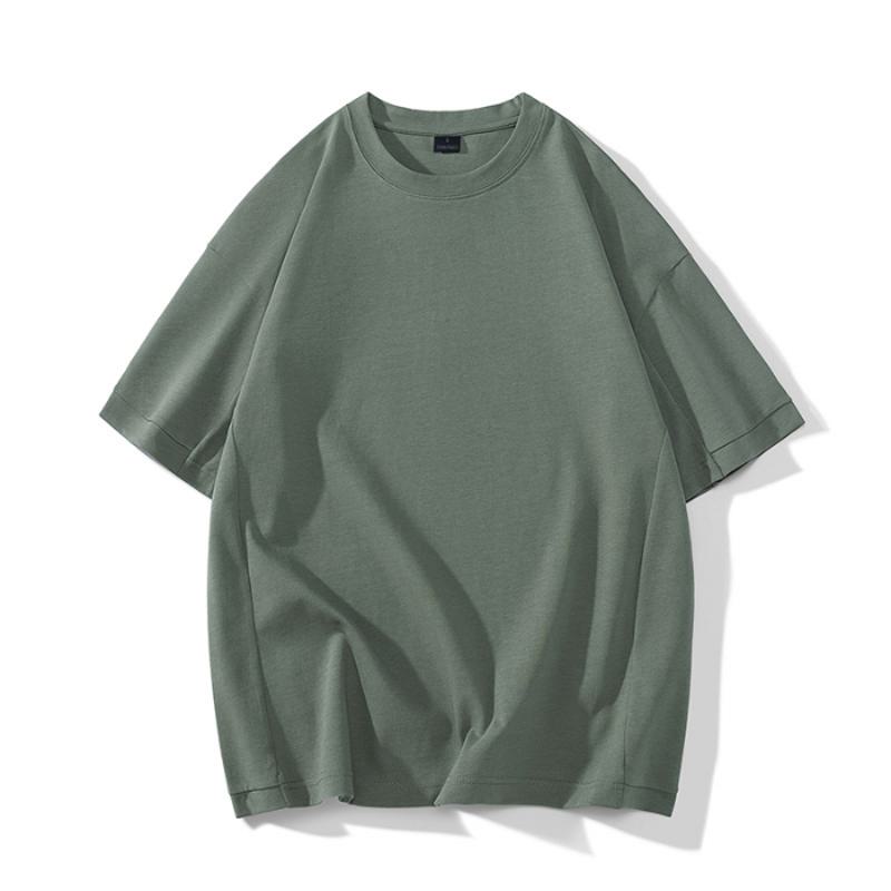 Retro T-Shirt mit kurzen Ärmeln aus gewaschener reiner Baumwolle in einfarbigem Loose-Fit-Stil.