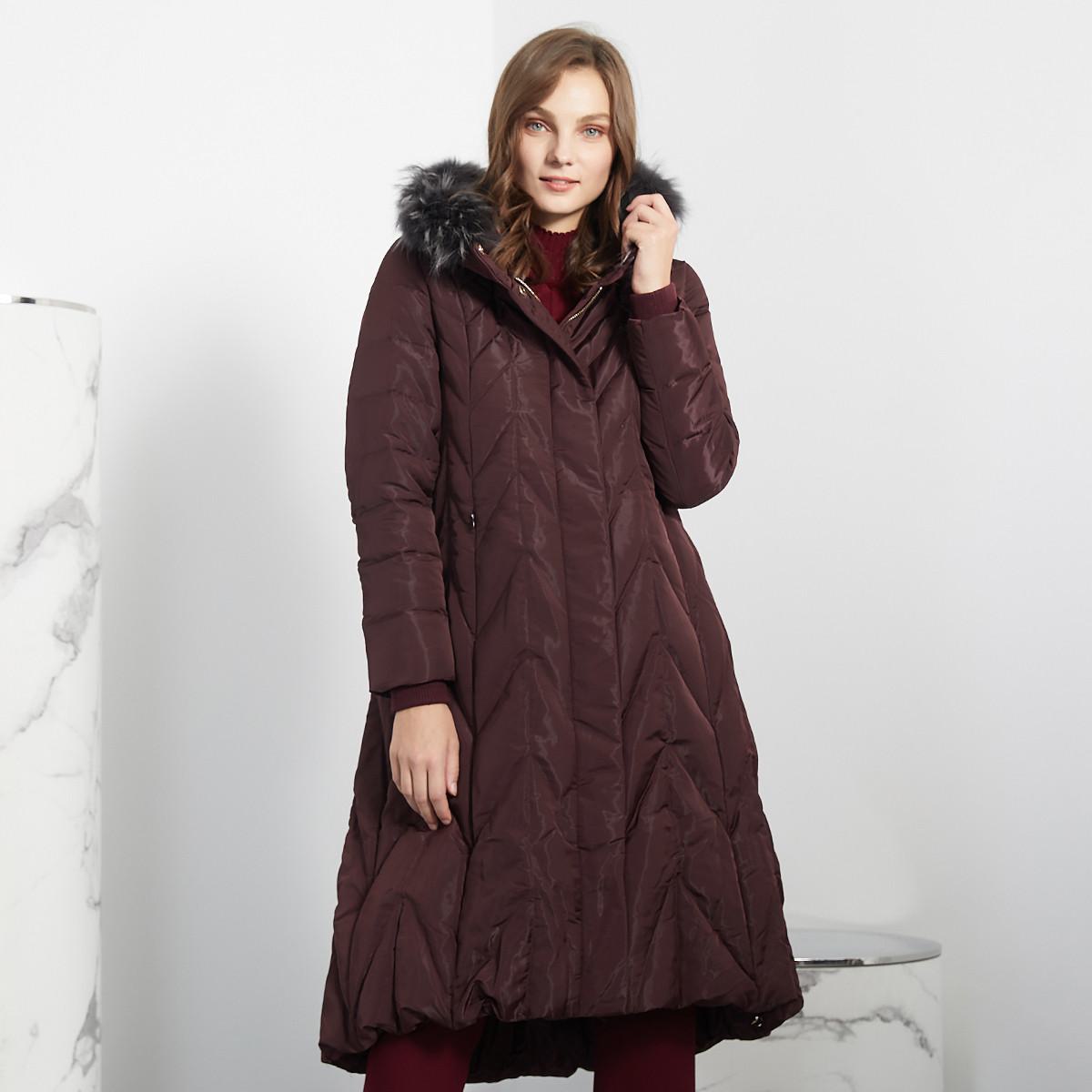 Quilted Hooded Fur Collar Down Coat