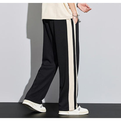 Pantalón de chándal de moda de pierna recta y estilo callejero tejido suelto.