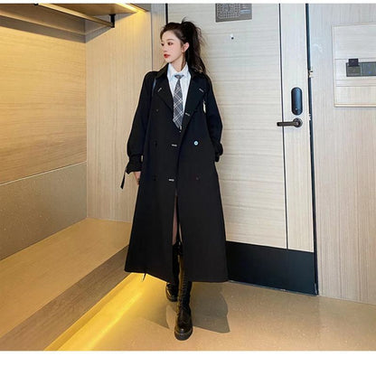 Knee-Length Black Petite Overcoat