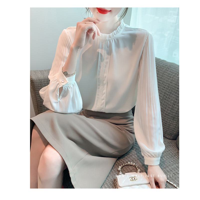 Stand-Up Collar French Style Lace Pullover Chiffon Blouse