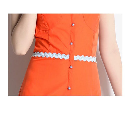 A-Linien-Kleid mit ausgestelltem Rock und hoher Taille im Patchwork-Stil