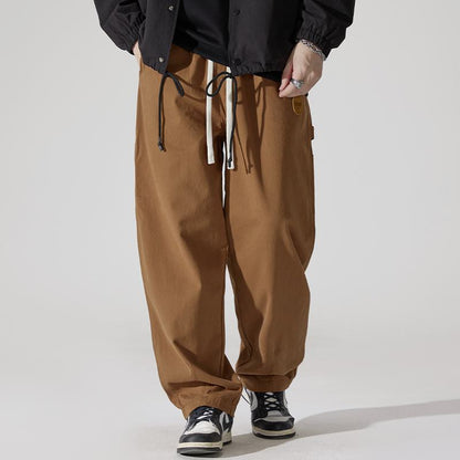 Pantalones cargo de pierna recta sueltos y casuales con cintura ajustable con cordón