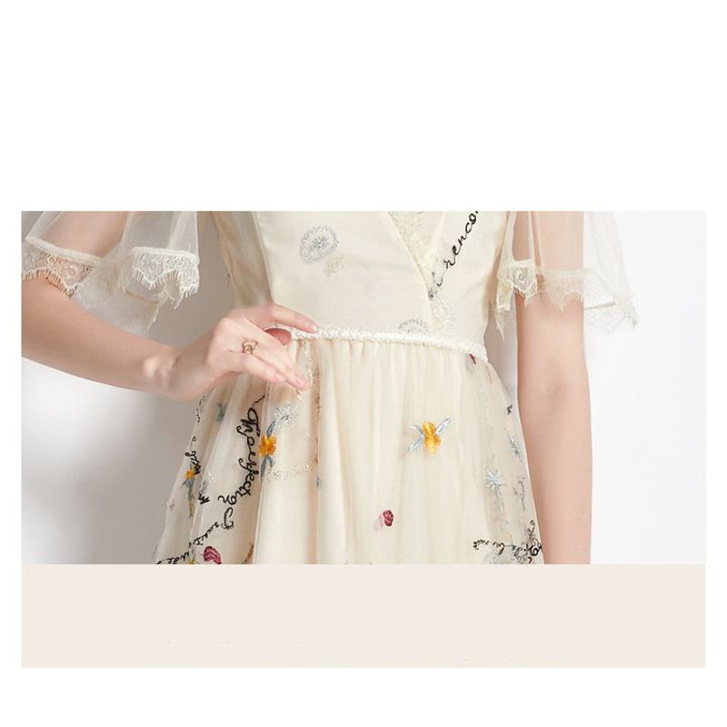 シンプリシティフレンチスタイルの薄手のフェアリーメッシュドレス