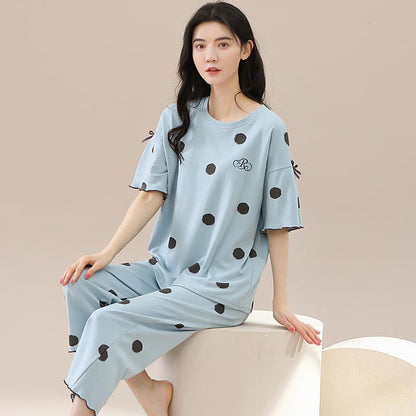 Spotted Dog Round Neck Pure Cotton Lounge Set