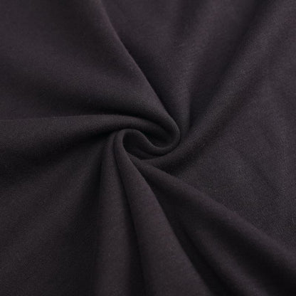 Kurzärmeliges Lounge-Set mit eng gewebtem schwarzen Rundhalsausschnitt aus reiner Baumwolle, bestehend aus Oberteilen und Hosen