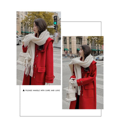 Knee-Length Horn Toggle Preppy Style Wool Duffle Coat