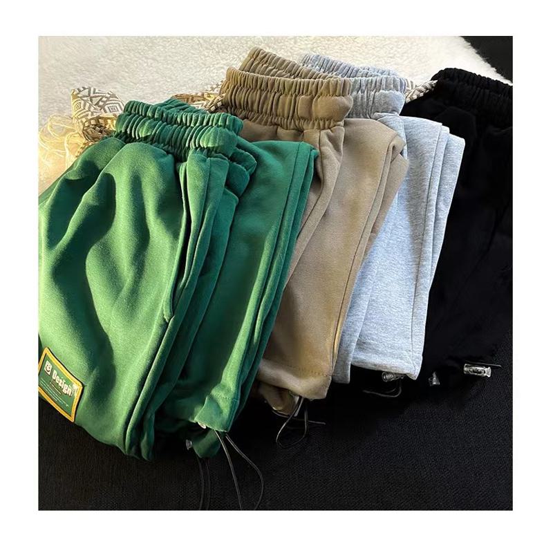 Tapered Straight Floor-Length Thickened Green Plus Velvet Sports Draping Sensation Wide-Leg Pants