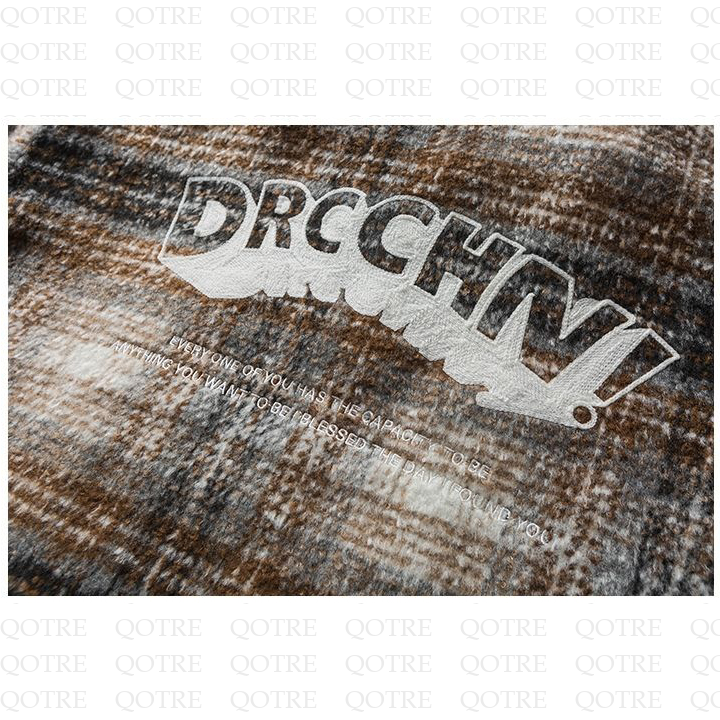 Letter Stand-Up Collar Thickened Embroidery Flannel Coat