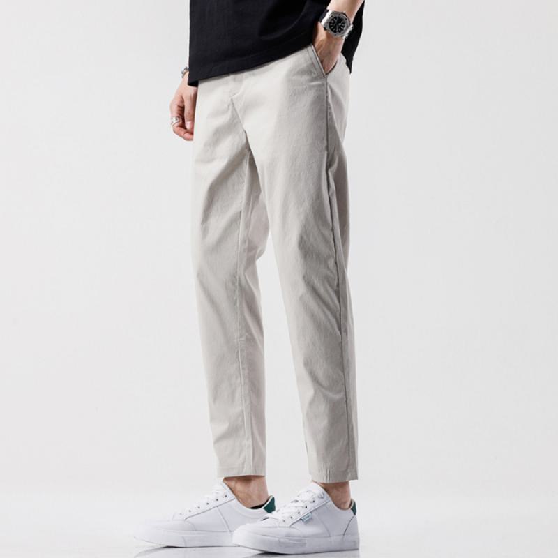 Trendy Preppy Style Slim-Fit Elastic Waist Simple Chic Versatile Pants