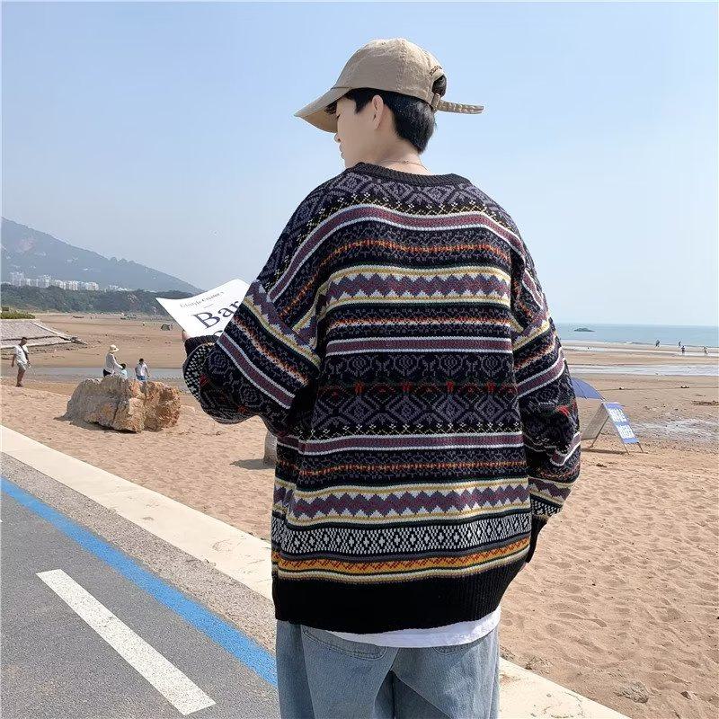 Round Neck Loose Fit Thickened Knitted Sweater