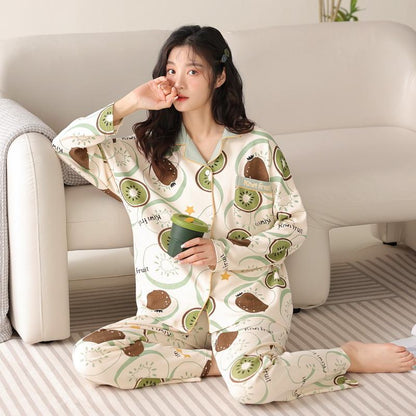 Button Front Tightly Woven Pure Cotton Fruit Pj Set