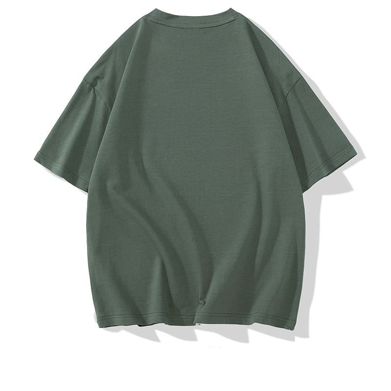 快適なルーズフィット半袖Tシャツ、多目的なシンプルプリントの純綿
