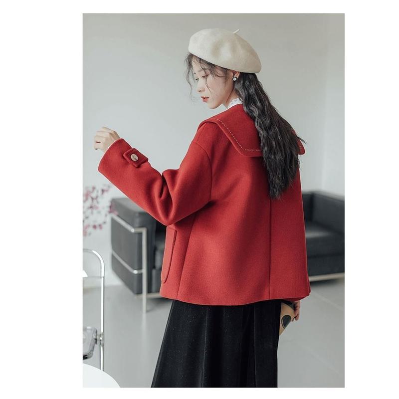 Cropped Thickened Duffle Coat