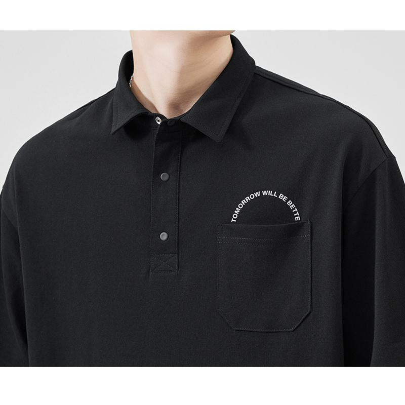 Hochwertiges Polo-Shirt mit kurzen Ärmeln aus reiner Baumwolle, schlicht und seidig glänzend, mit besticktem Revers