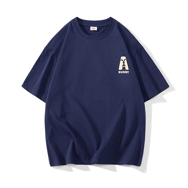 Bequemes, locker geschnittenes Print-T-Shirt aus reiner Baumwolle mit kurzen Ärmeln