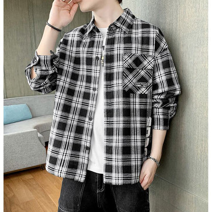 Casual Plaid Workwear Style Trendy Patched Pocket Long Sleeve Shirt