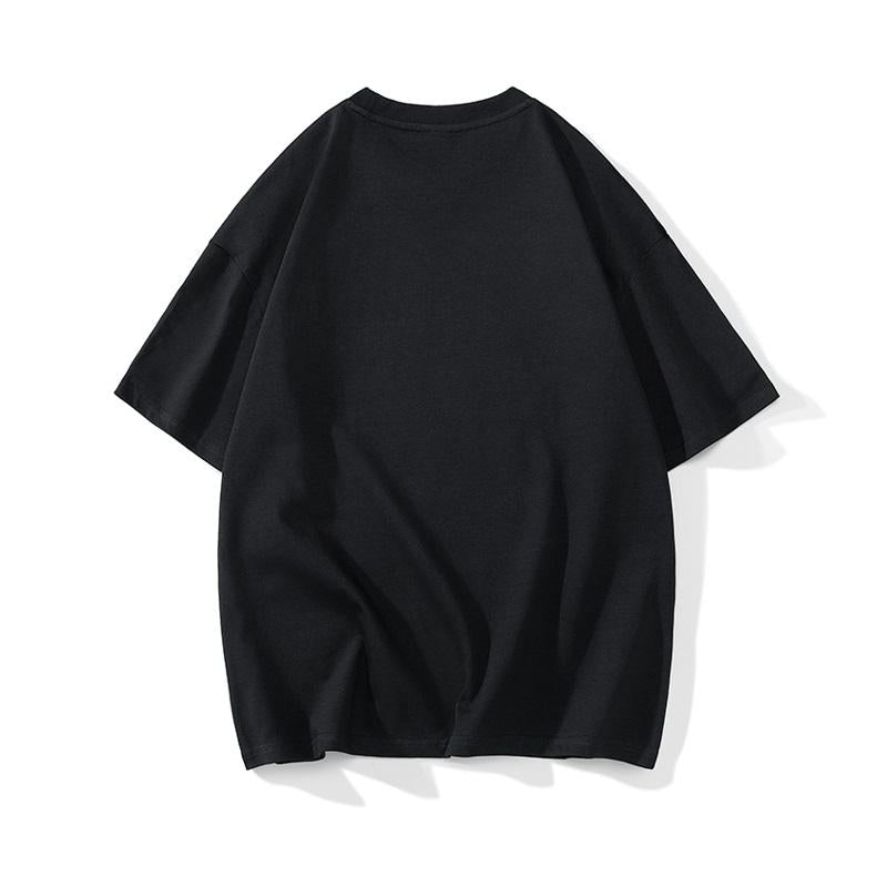T-shirt à manches courtes en coton pur, coupe ample et col rond tendance