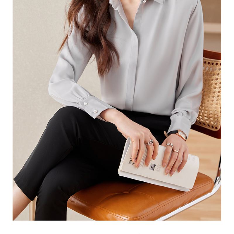 Loose Fit Satin Finish Bubble Sleeve Chic Niche Shirt
