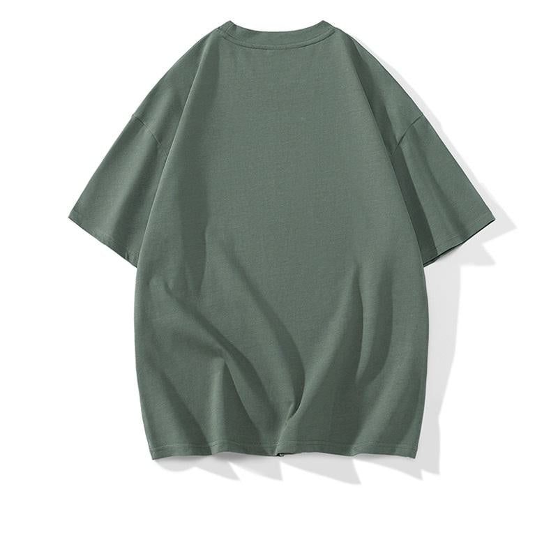 T-shirt à manches courtes en coton pur avec encolure ronde et motif imprimé, coupe ample et tendance.