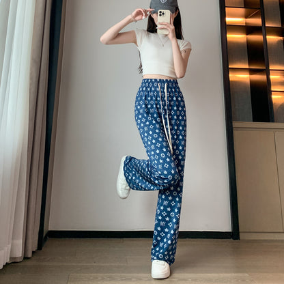 Denim Casual High-Waisted Straight Cool Feeling Sun Protection Draping Cooling Pants