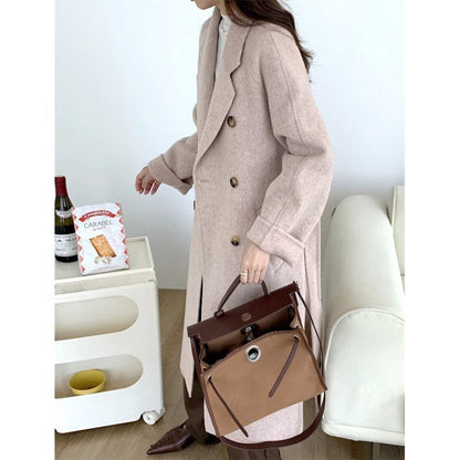 Knee-Length Classic Double-Breasted Overcoat