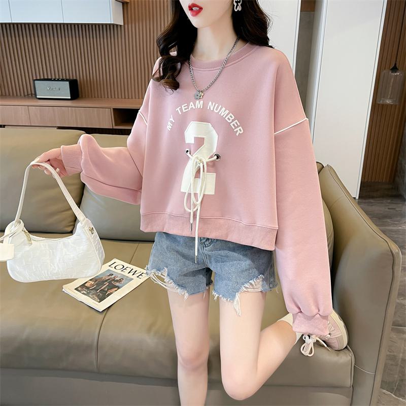 Patchwork Thickness Plus Cotton Slimming Loose Fit Sweatshirt