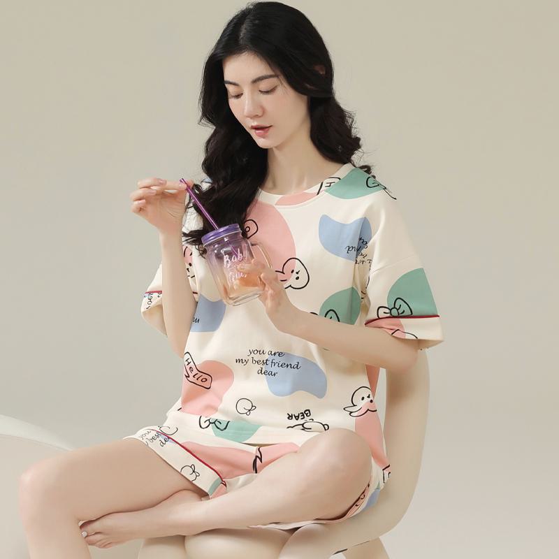 Bunny Round Neck Tightly Woven Pure Cotton Cartoon Lounge Set