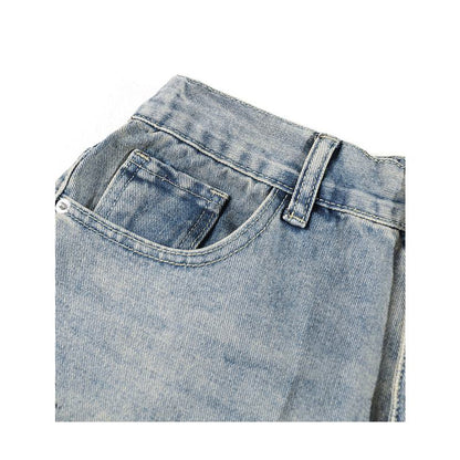 Casual Ink Splashing Worn-Out Look Washed Out Loose Fit Straight Retro Jeans